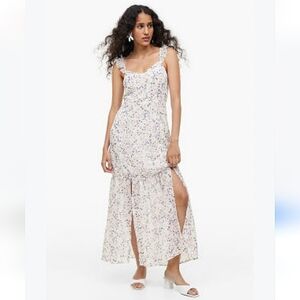 Divided HM pink and white floral maxi sheer with lining dress size large